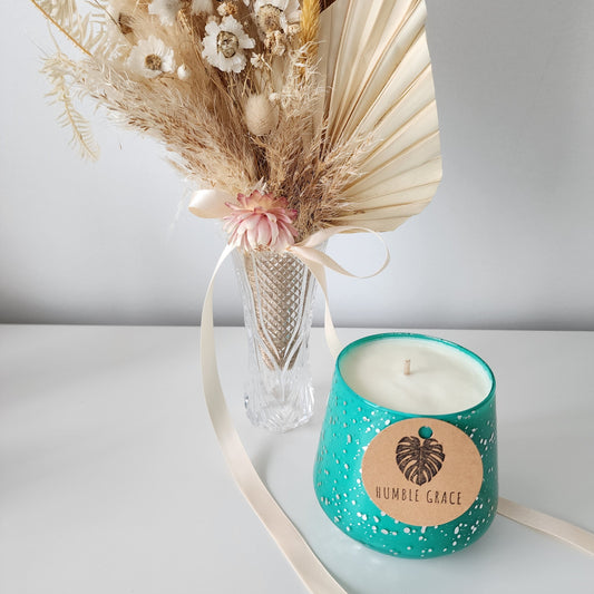 Teal Glitter Candle